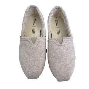 TOMS Day Dreamer Felt Alpargata Faux Shearling Lined Flats Womens 5 Beige Comfy